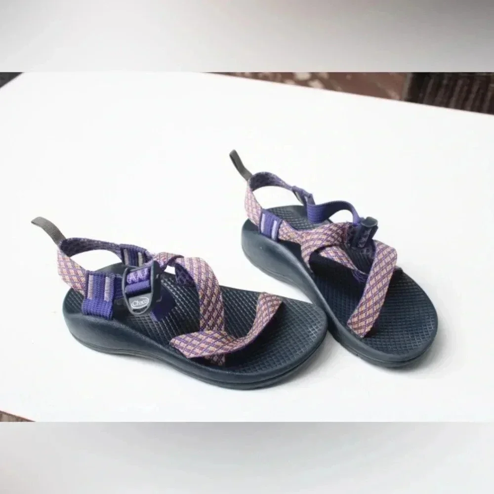 Chaco Kids Purple Patterned Strap Sandals